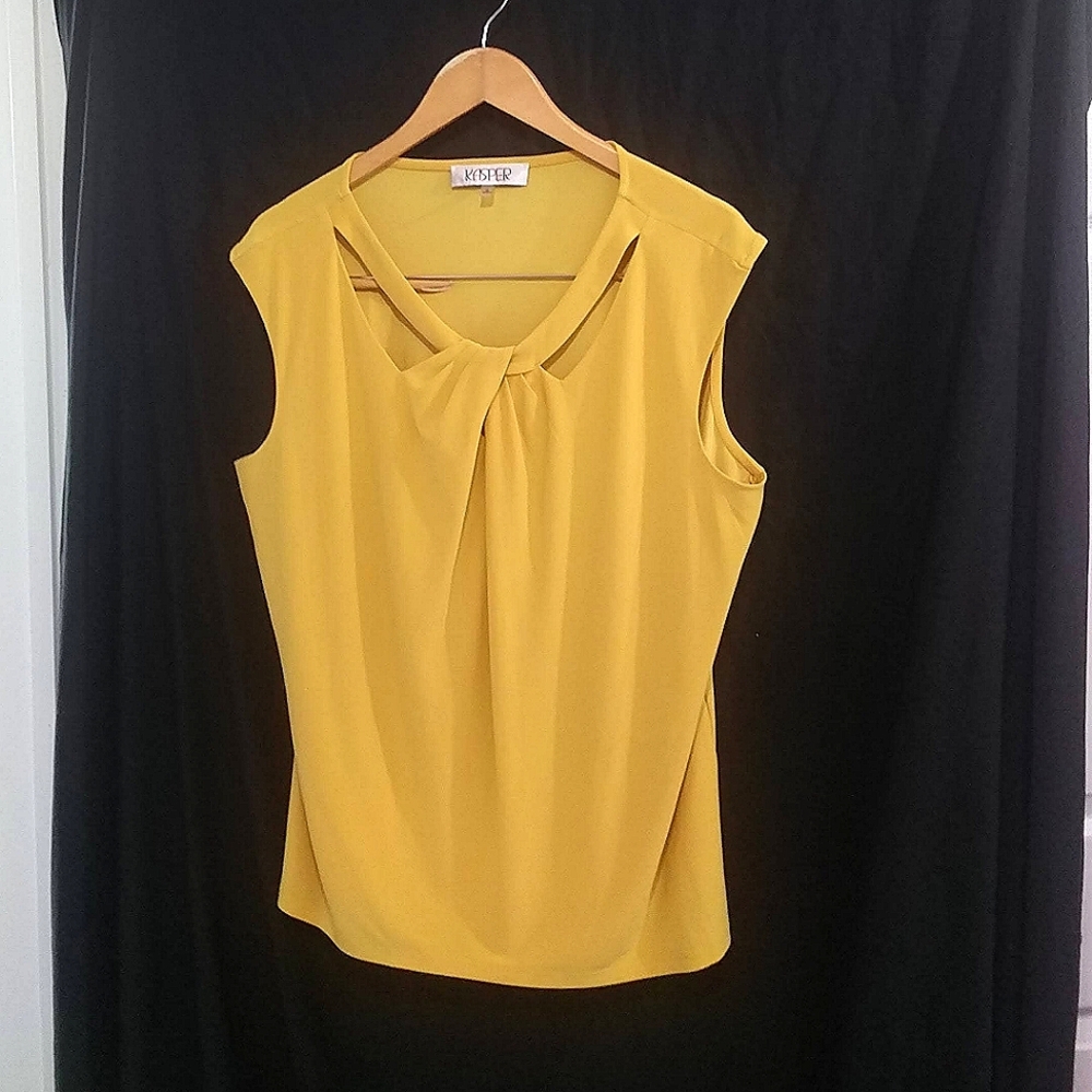 🦩NWOT KASPER XL Stretch Twist Crew Neckline Cap Sleeve